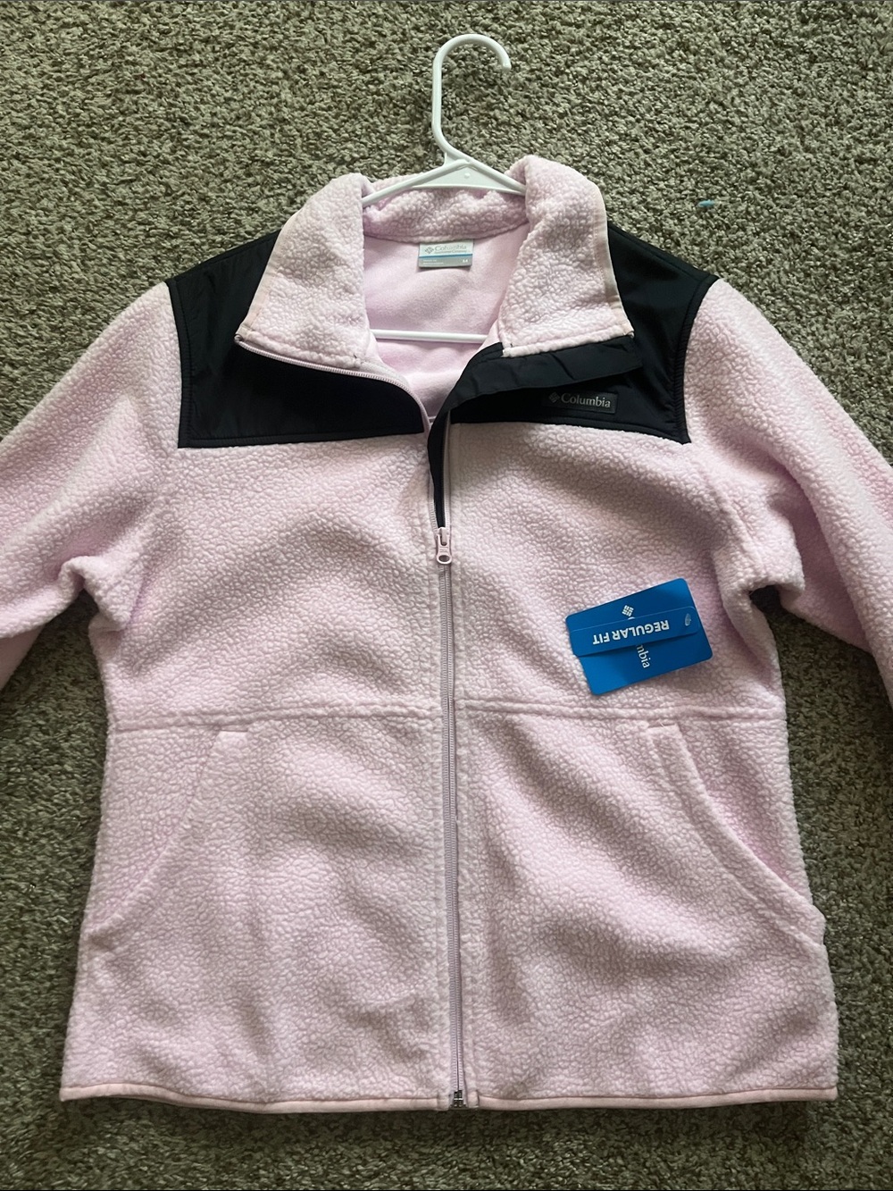 Columbia Kids Light Pink Fleece Jacket with Black Yoke